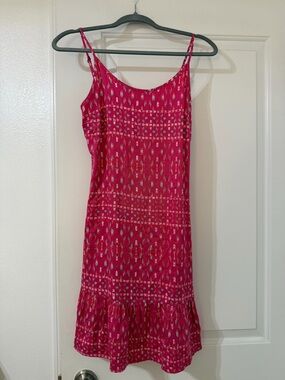 Decree Hot Pink Printed Spaghetti Strap Mini Dress